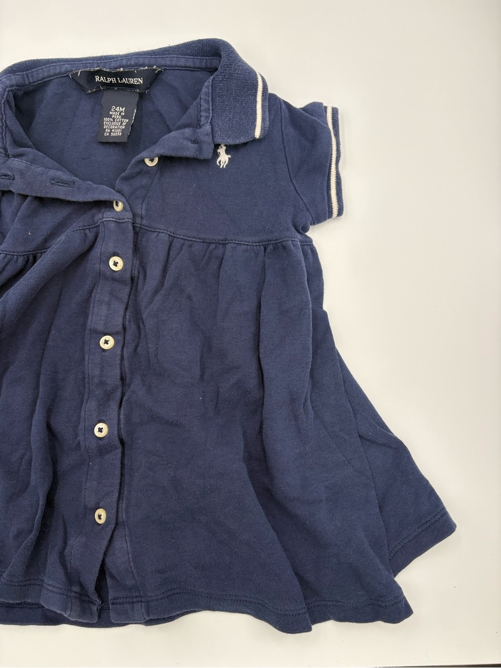 Ralph Lauren Navy Polo Shirt Dress with Embroidered Pony